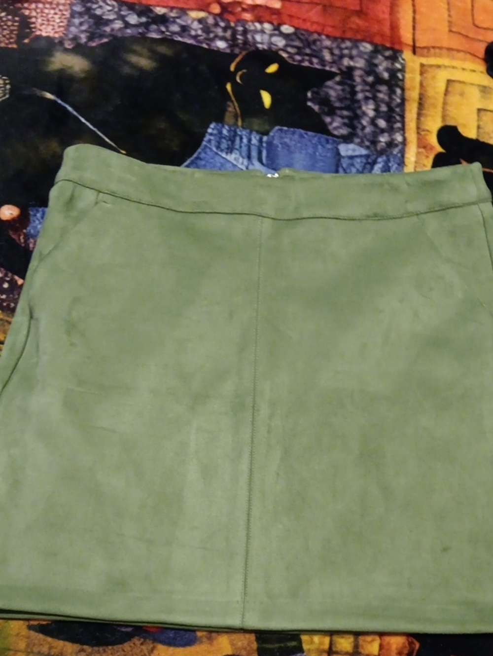 Vero Moda Olive Green Suede Mini Skirt